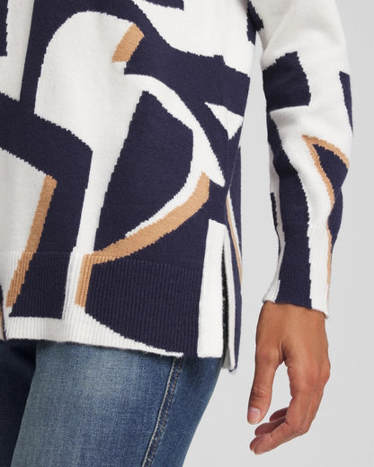 Geo Intarsia V-Neck Tunic