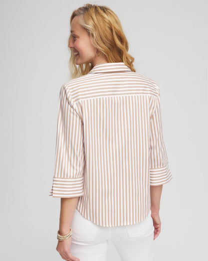 Striped Poplin Tie-Front Top