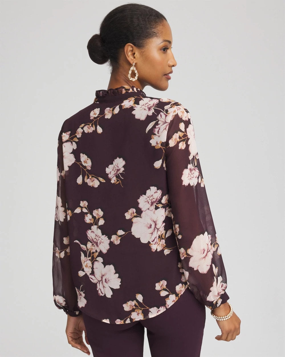 Frosty Floral Ruffleneck Blouse