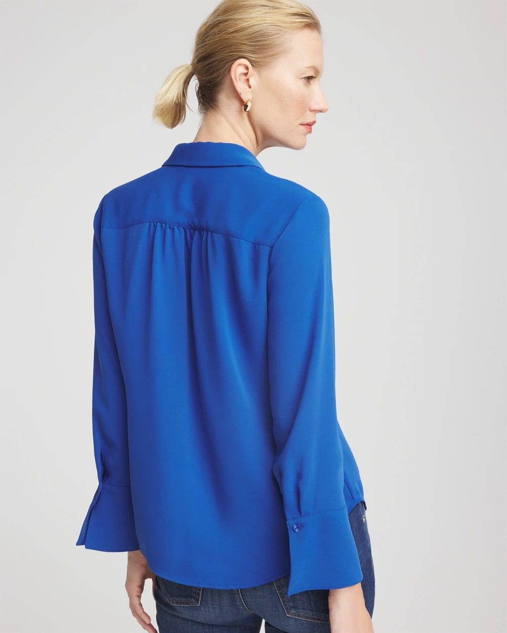 Ruffle-Trim Chiffon Blouse