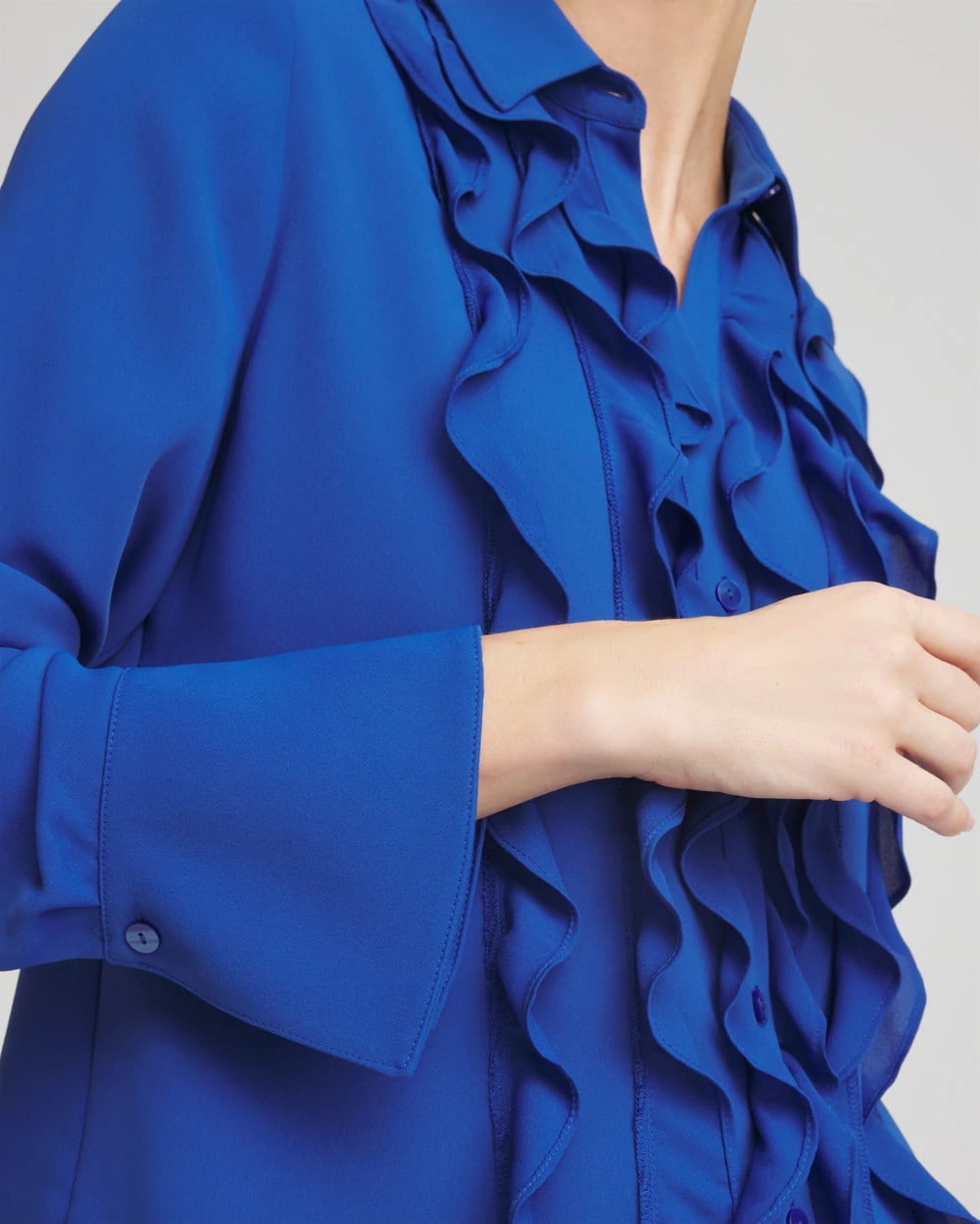 Ruffle-Trim Chiffon Blouse