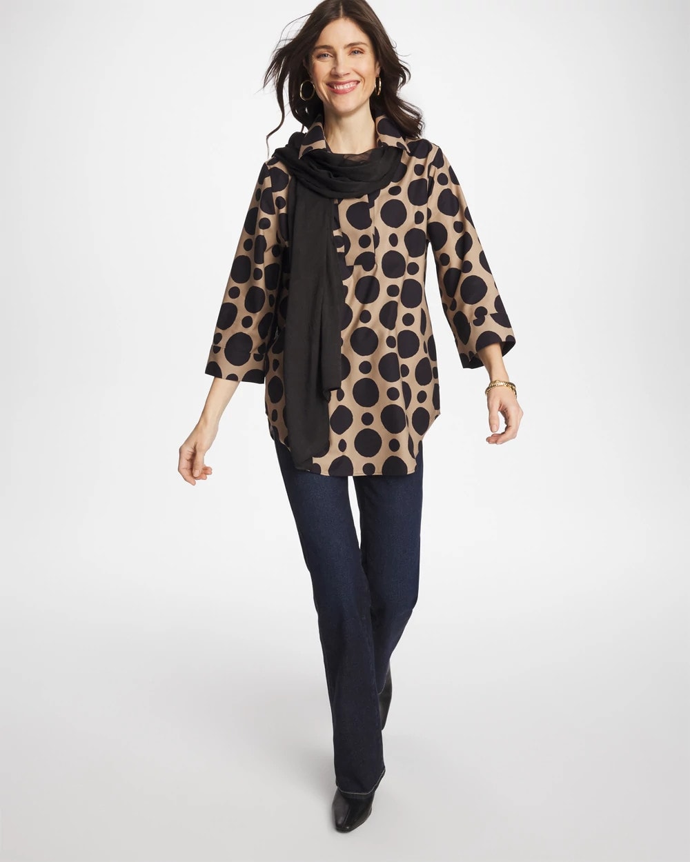 No Iron™ Stretch Global Dots Popover Tunic