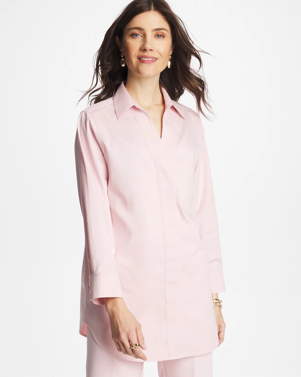 No Iron™ Stretch Splitneck Tunic