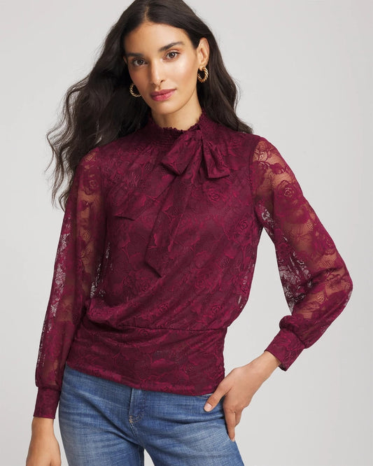 Tie-Neck Banded-Bottom Top