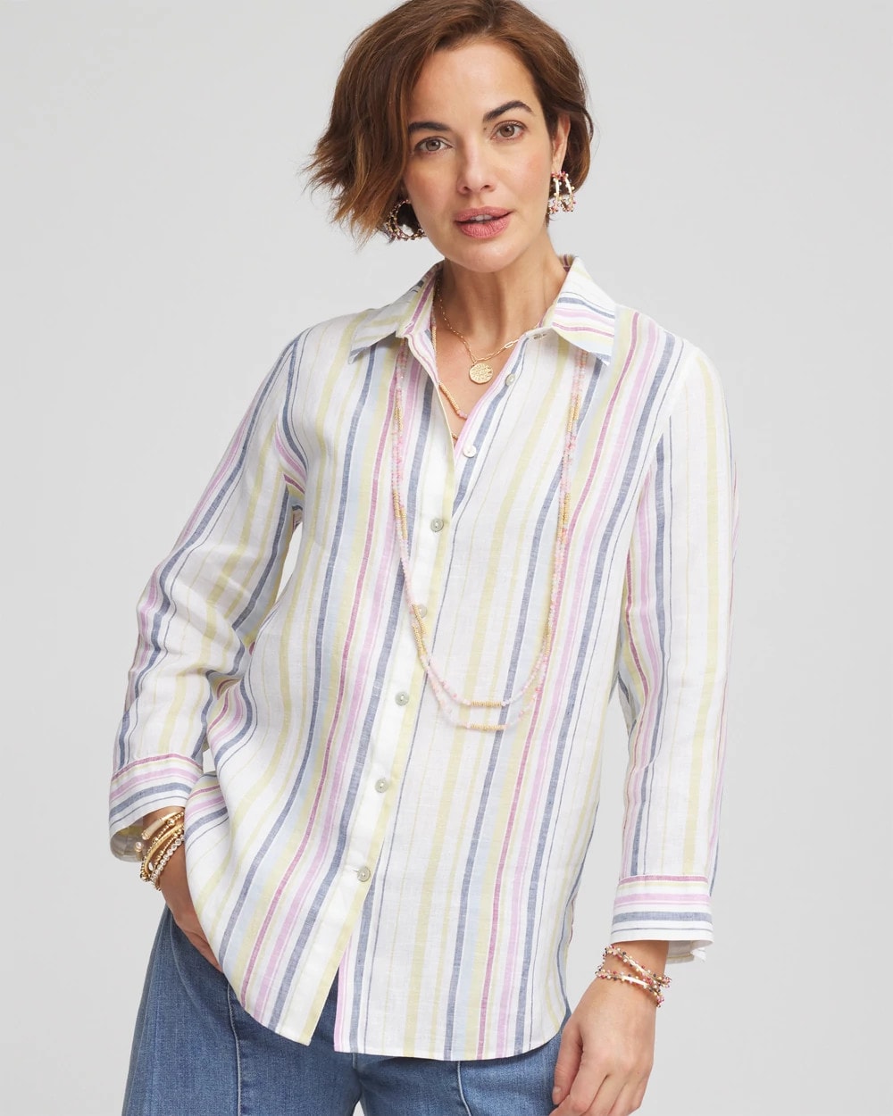 No Iron™ Multi Stripe Linen Shirt