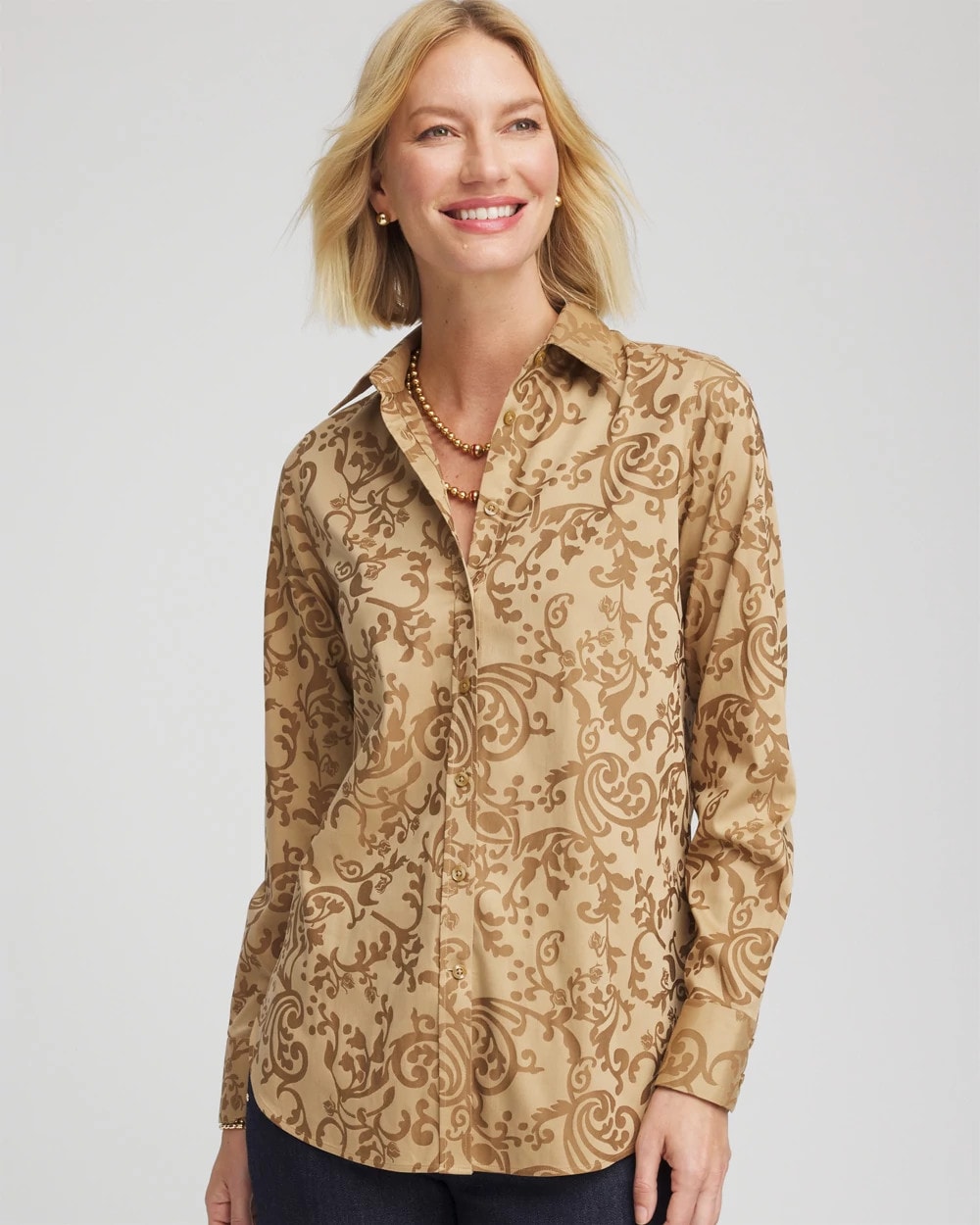 No Iron™ Jacquard Scrolls  Shirt