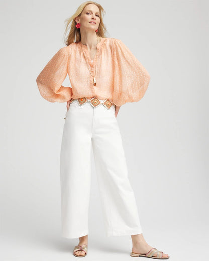 Metallic Jacquard Blouse