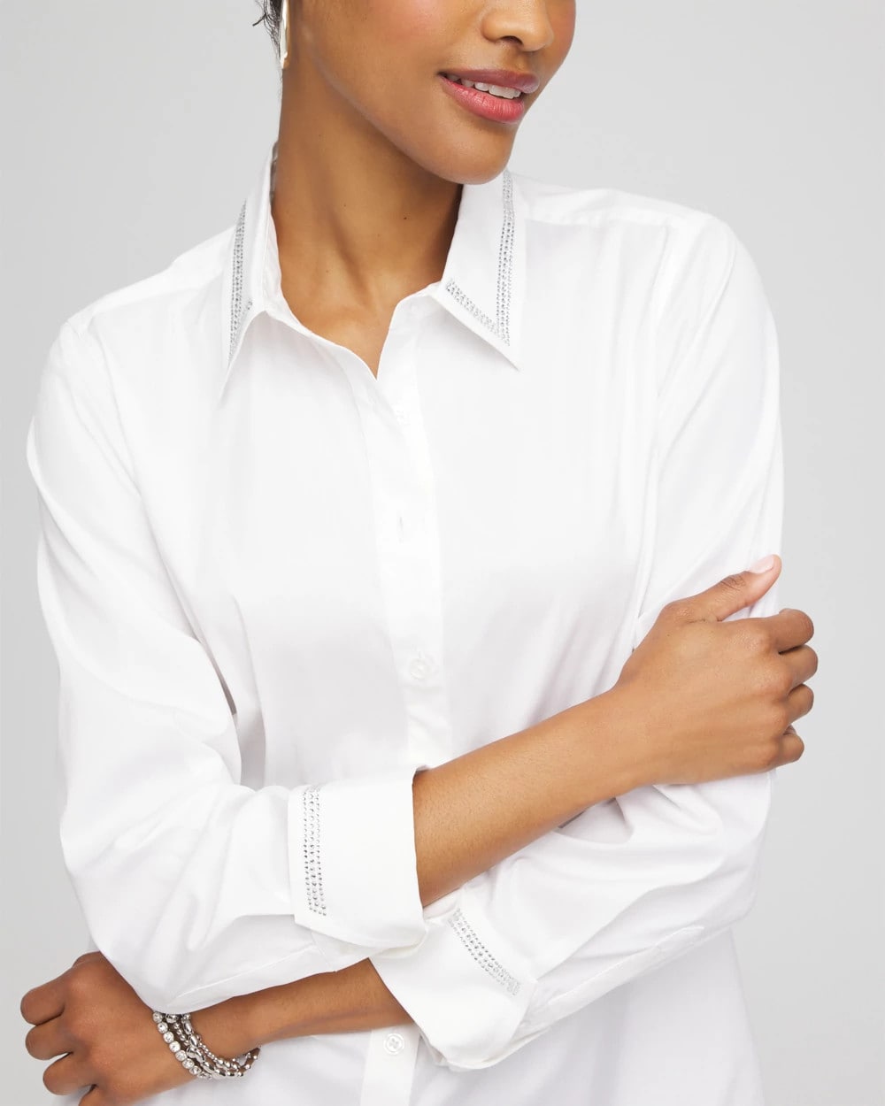 Rhinestone Embellished Poplin Tunic