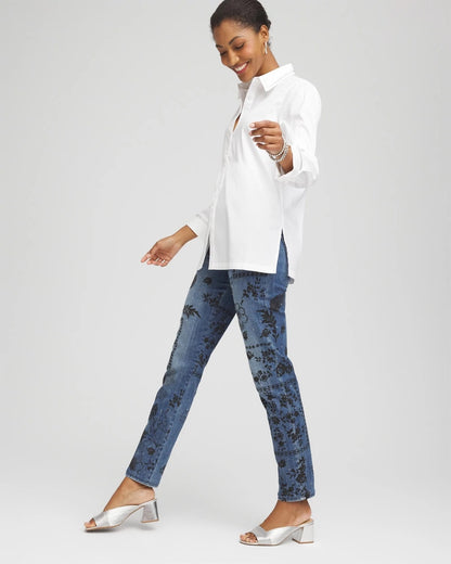 Rhinestone Embellished Poplin Tunic