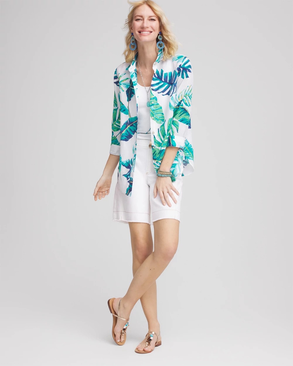 No Iron™ Palm Print Linen Shirt