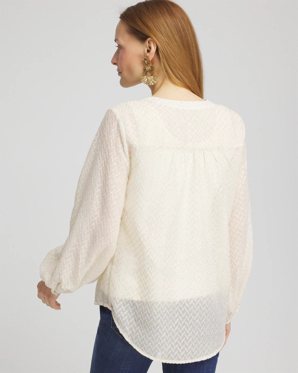 Chevron Blouson Sleeve Blouse