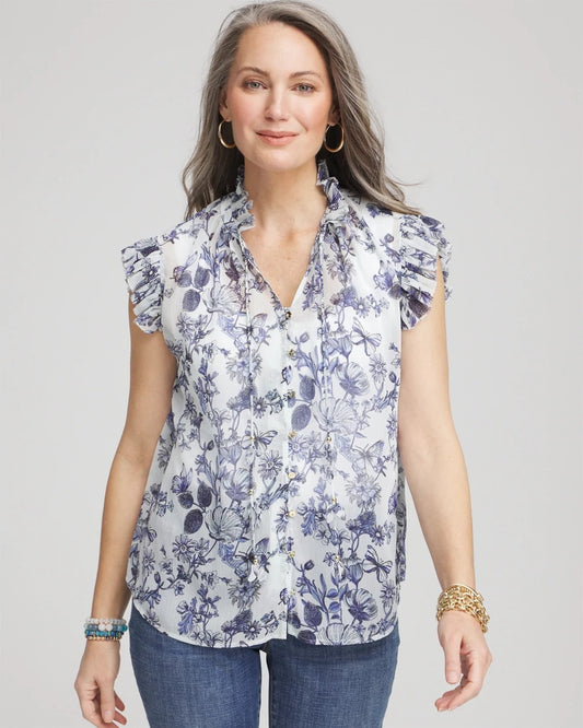 Butterfly Ruffle Collar Blouse