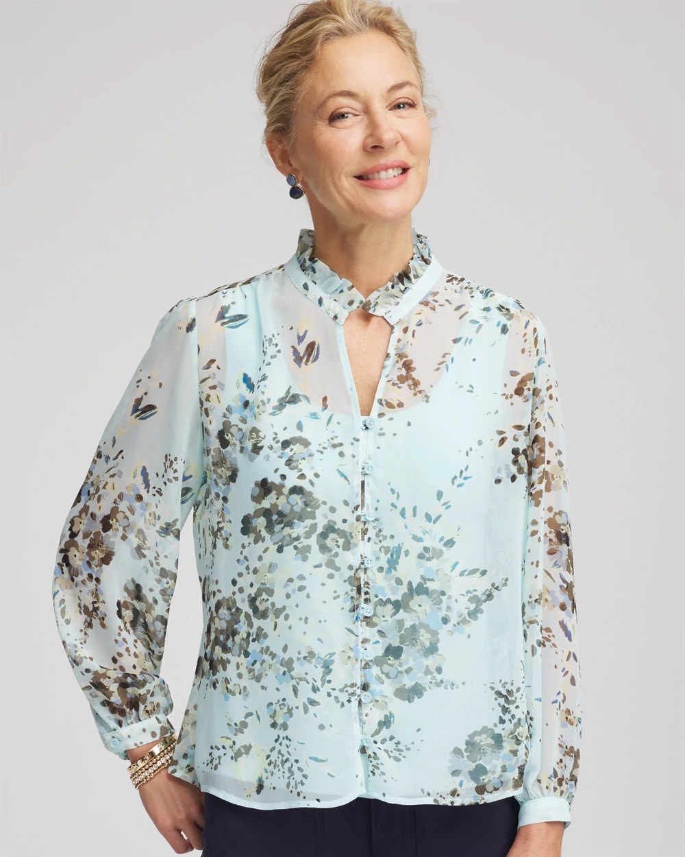 Floral Georgette Peasant Blouse