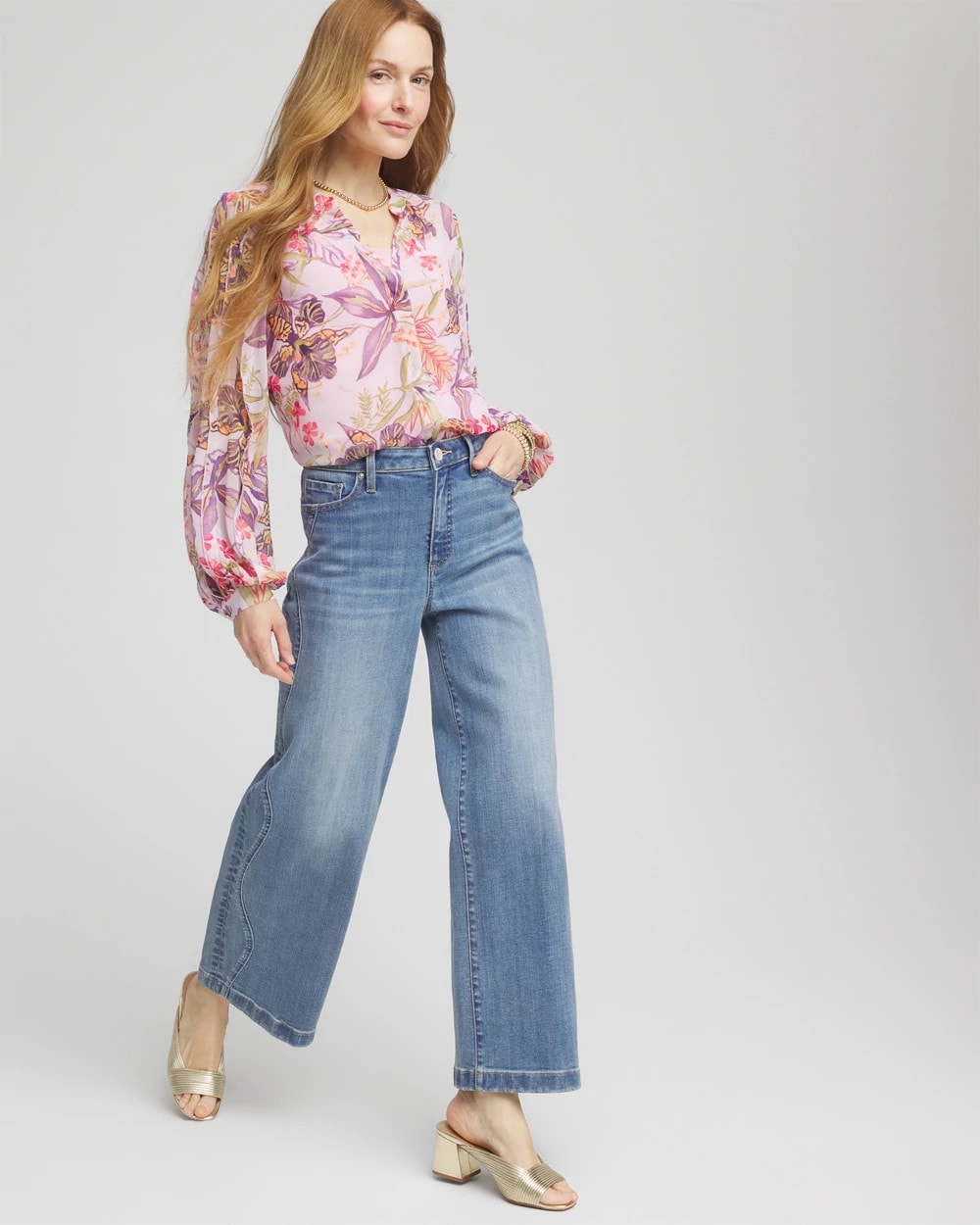 Floral Georgette Pintuck Blouse