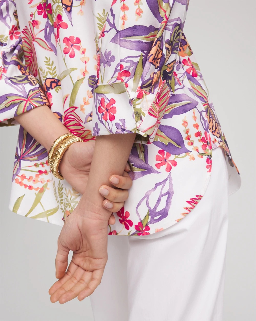No Iron™ Tropical Floral Stretch Shirt