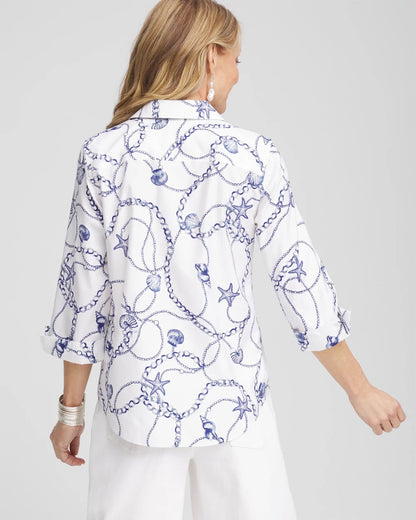 No Iron™ Seashell Tie-Front Top