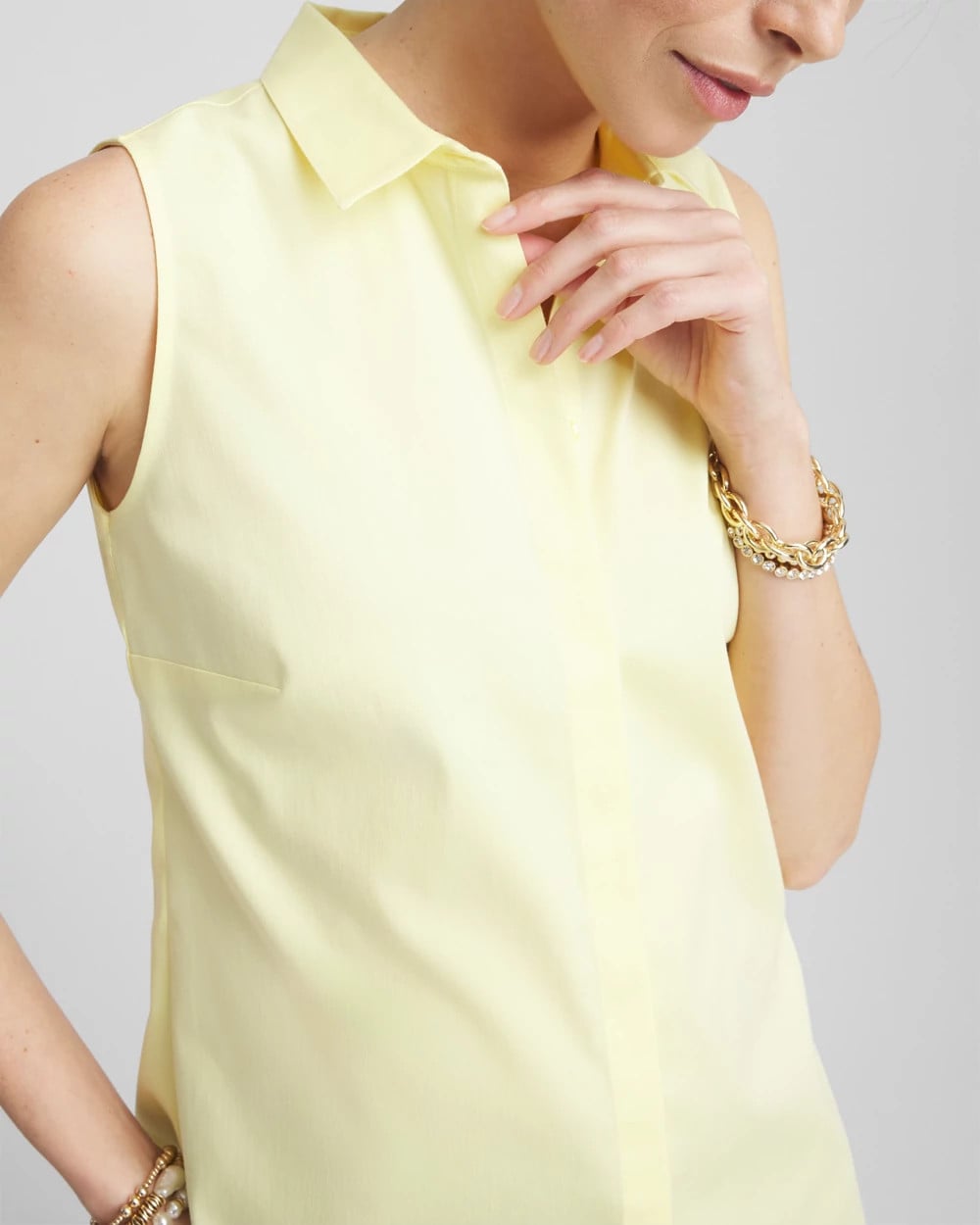 No Iron™ Sleeveless Sateen Shirt