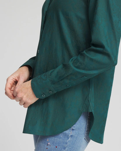No Iron™ Green Jacquard Shirt