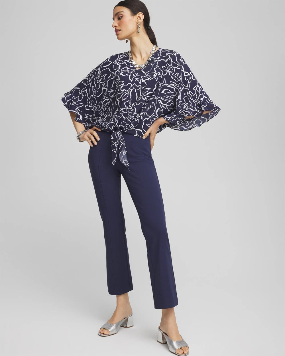 Ecovero™ Tie-Front Frill Sleeve Blouse