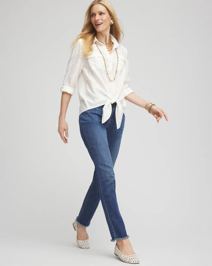 Textured Tie-Front Pullover Top