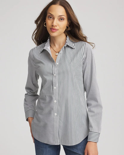 No Iron™ Colorblock Striped Shirt