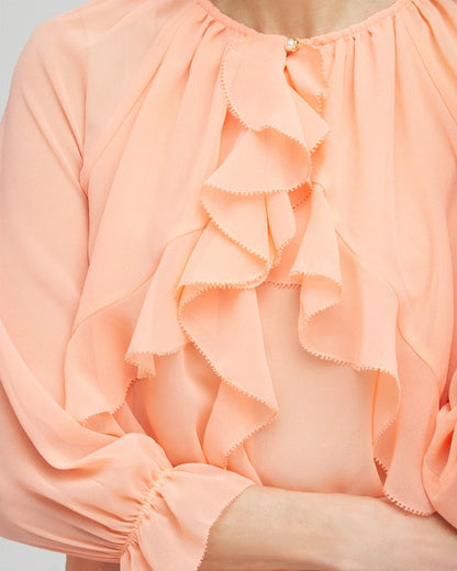 Georgette Sheer Ruffle Blouse