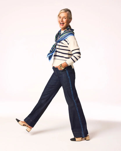 Frayed High-Rise Wide-Leg Jeans