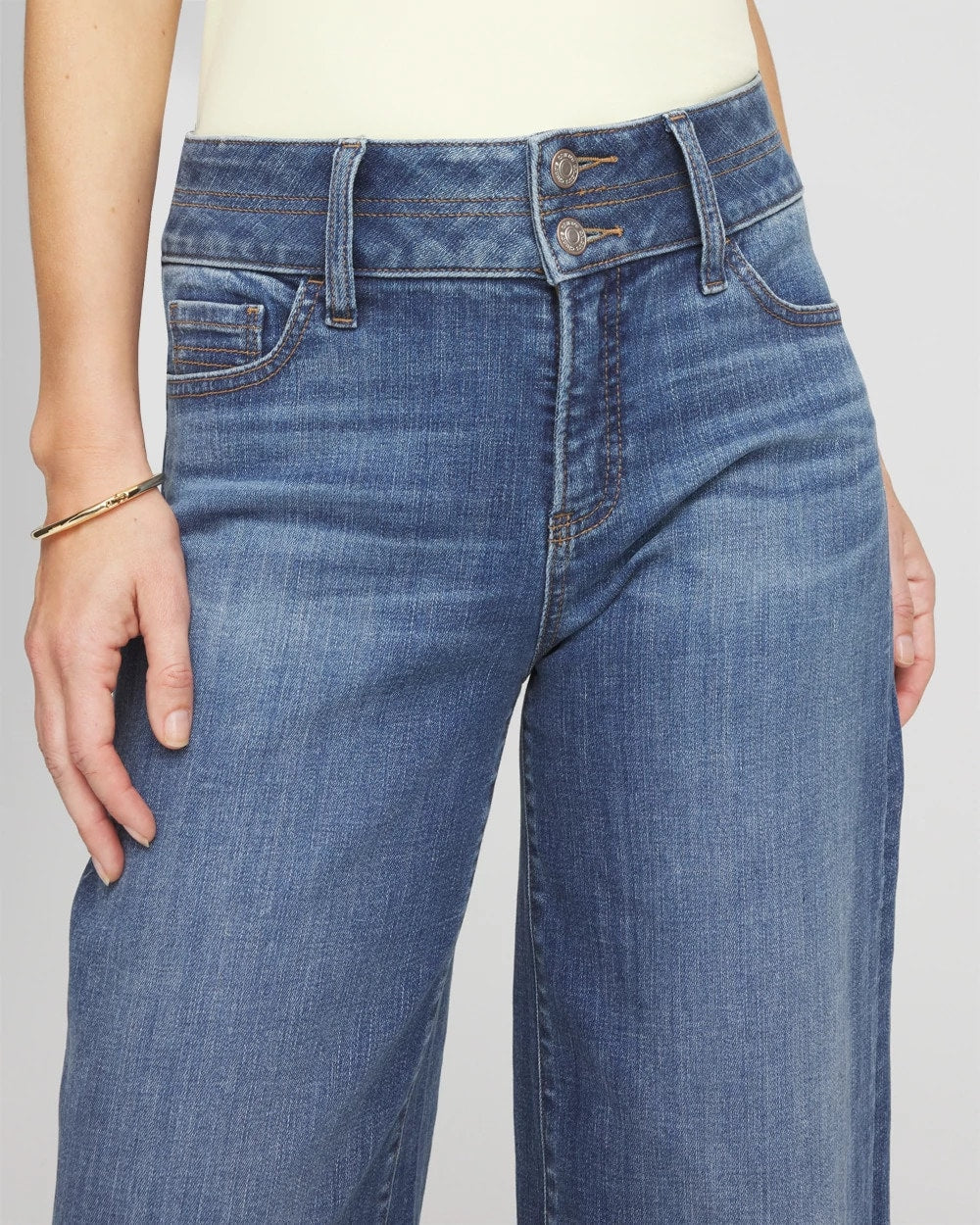 Double Stitch Wide-Leg Cropped Pants
