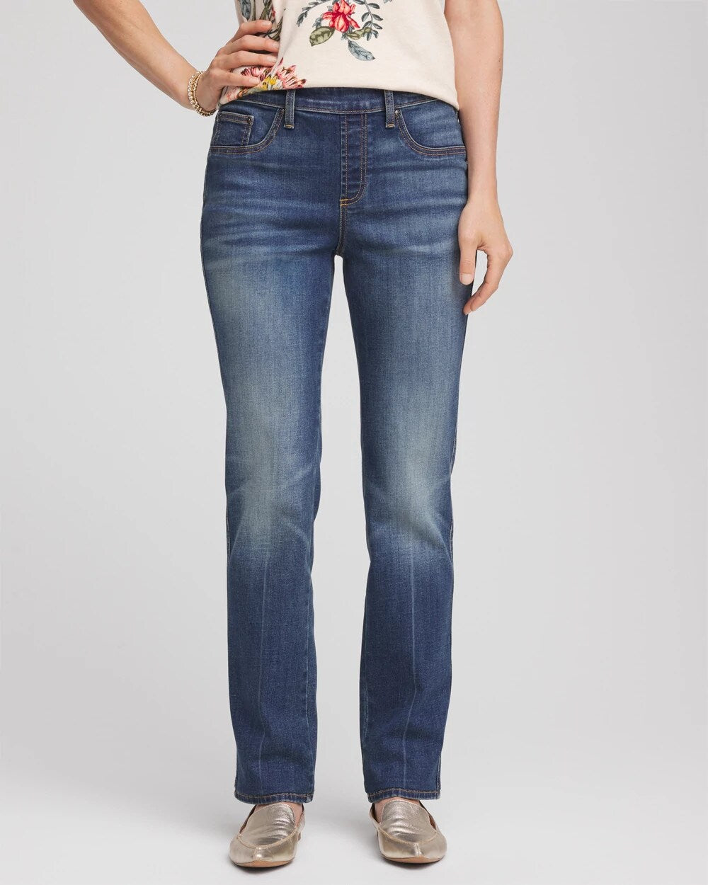Pull-On Straight Jeans