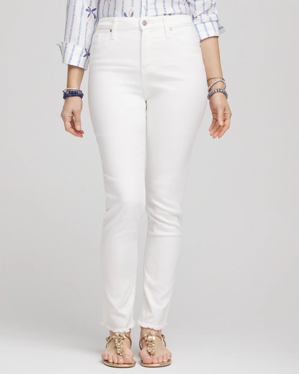 No-Stain Girlfriend Frayed Ankle Jeans