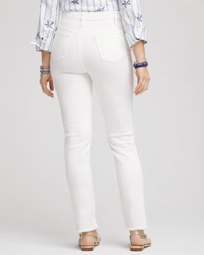 No-Stain Girlfriend Frayed Ankle Jeans