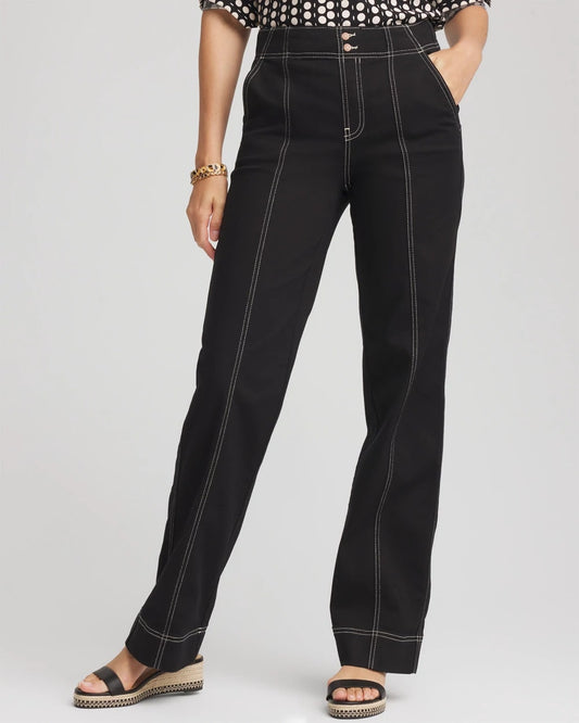 Pull-On Wide-Leg Jeans