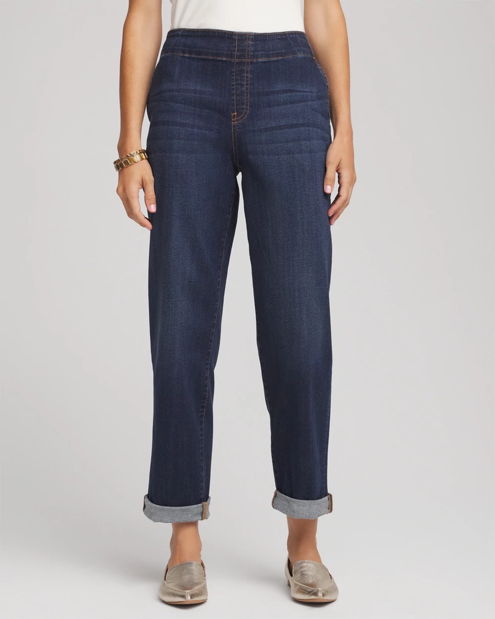 Pull-On Boyfriend Cropped Jeans