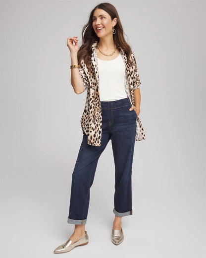Pull-On Boyfriend Cropped Jeans