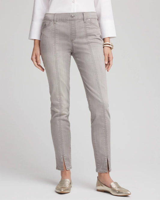 Silver Pull-On Slim Ankle Jeggings