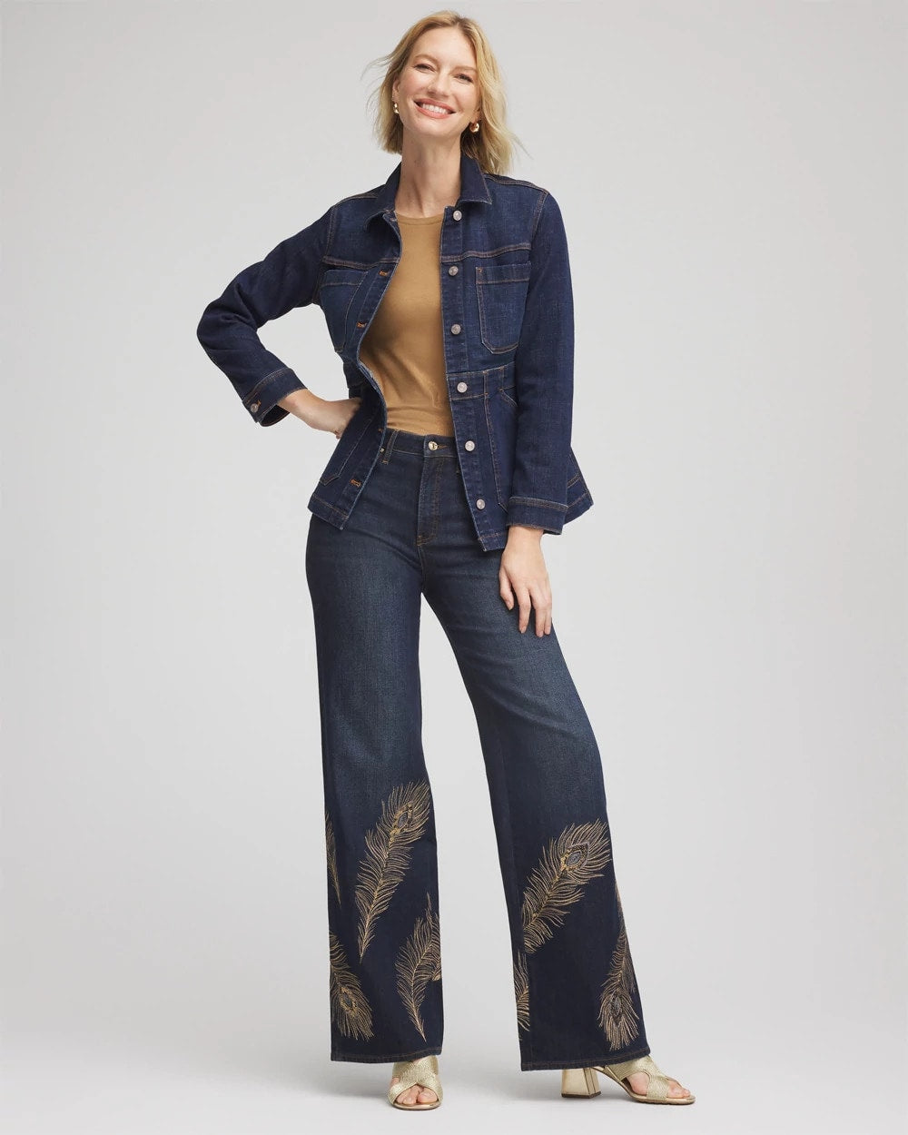 Embellished High-Rise Wide-Leg Jeans