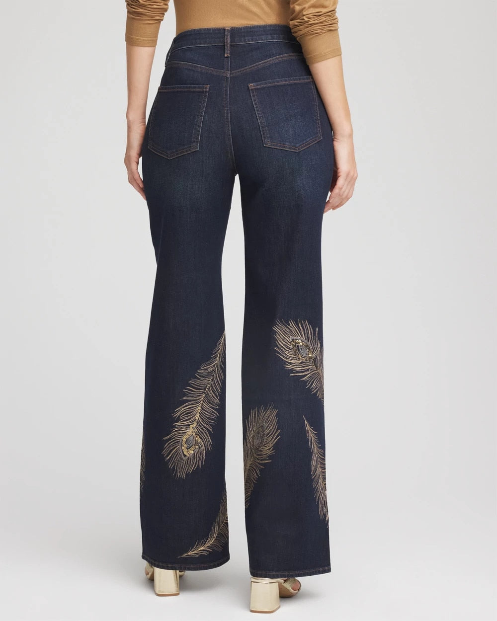 Embellished High-Rise Wide-Leg Jeans
