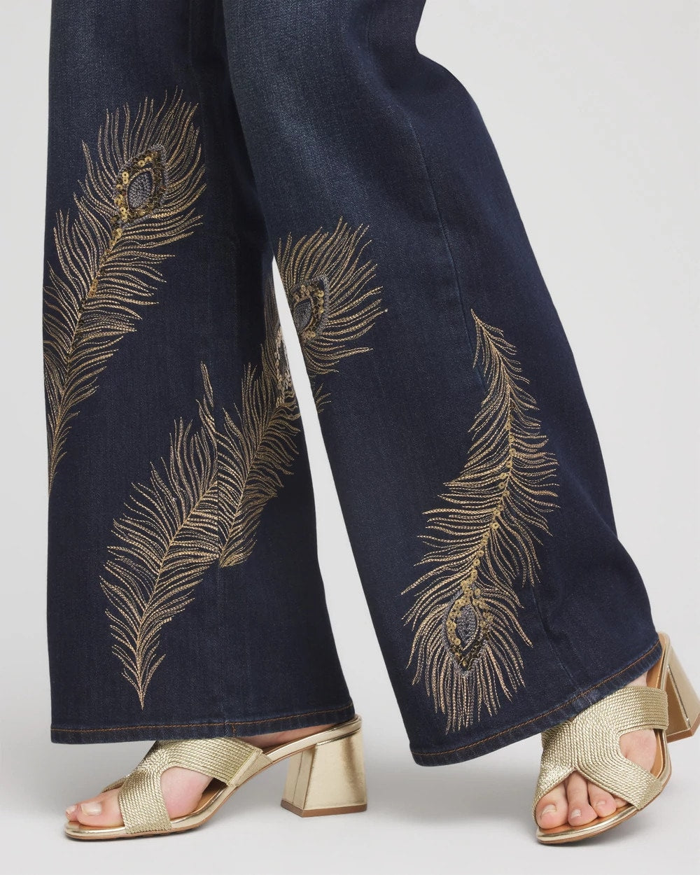 Embellished High-Rise Wide-Leg Jeans