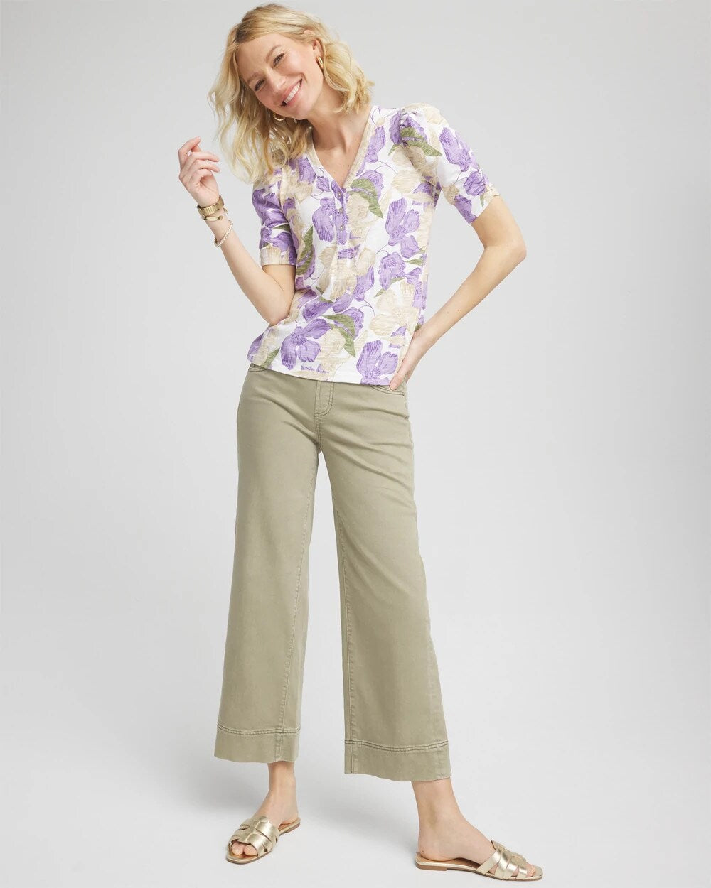 Pull-On Wide-Leg Cropped Jeans