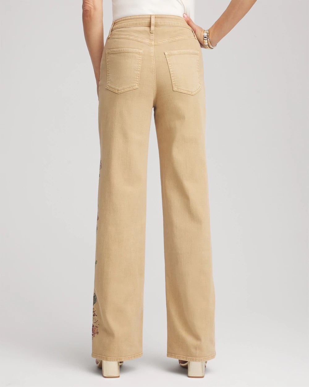 Embroidered High-Rise Wide-Leg Jeans