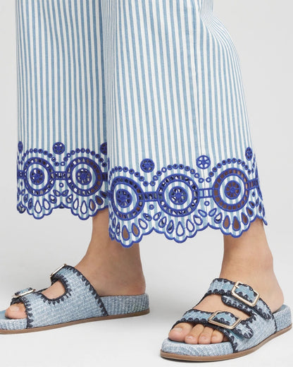 Eyelet High-Rise Wide Cropped Jeans