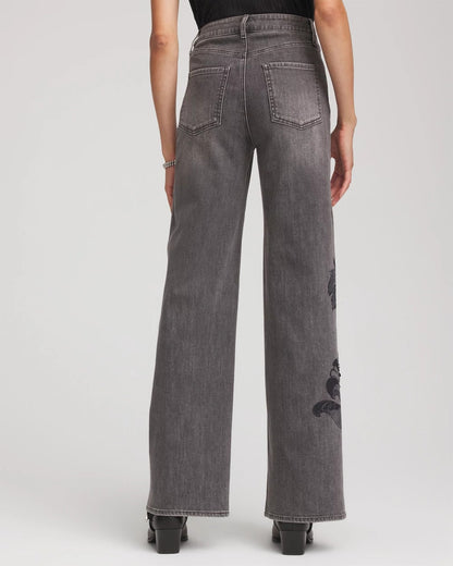Printed High-Rise Wide-Leg Jean