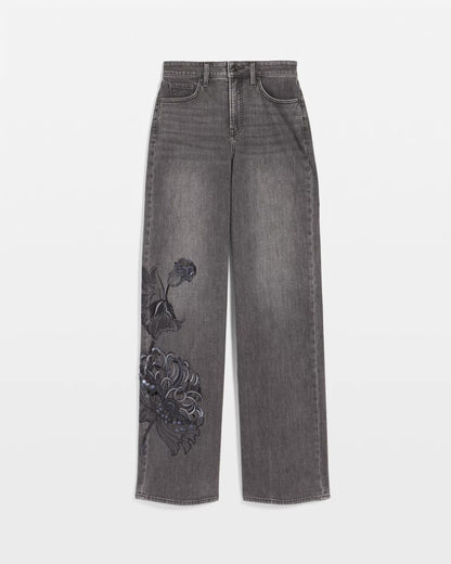 Printed High-Rise Wide-Leg Jean