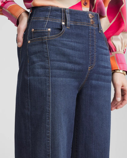 Pull-On Wide-Leg Cropped Jeans