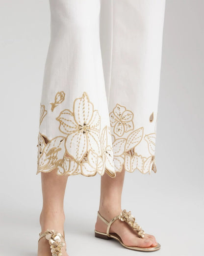 Pull-On Embellished Cropped Jeans