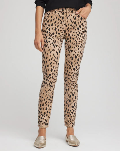 Leopard Girlfriend Slim Ankle Jeans