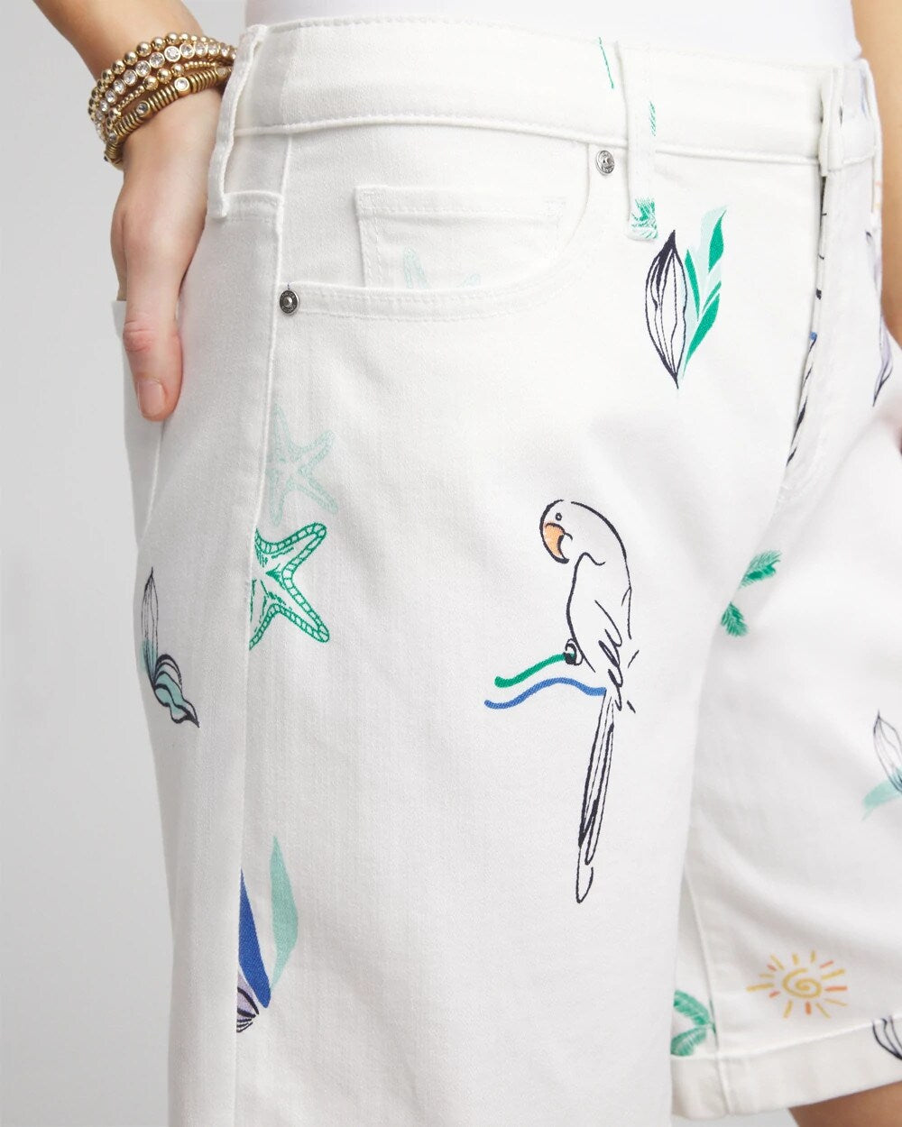 Girlfriend Cuffed Swing Denim Shorts