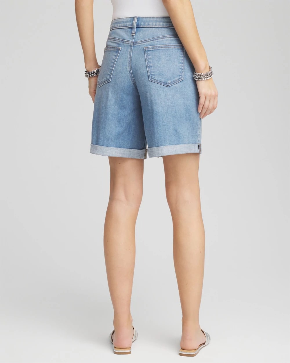 Girlfriend Cuffed Swing Denim Shorts