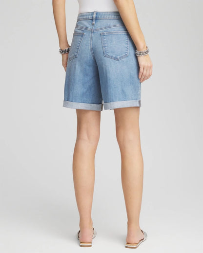Girlfriend Cuffed Swing Denim Shorts