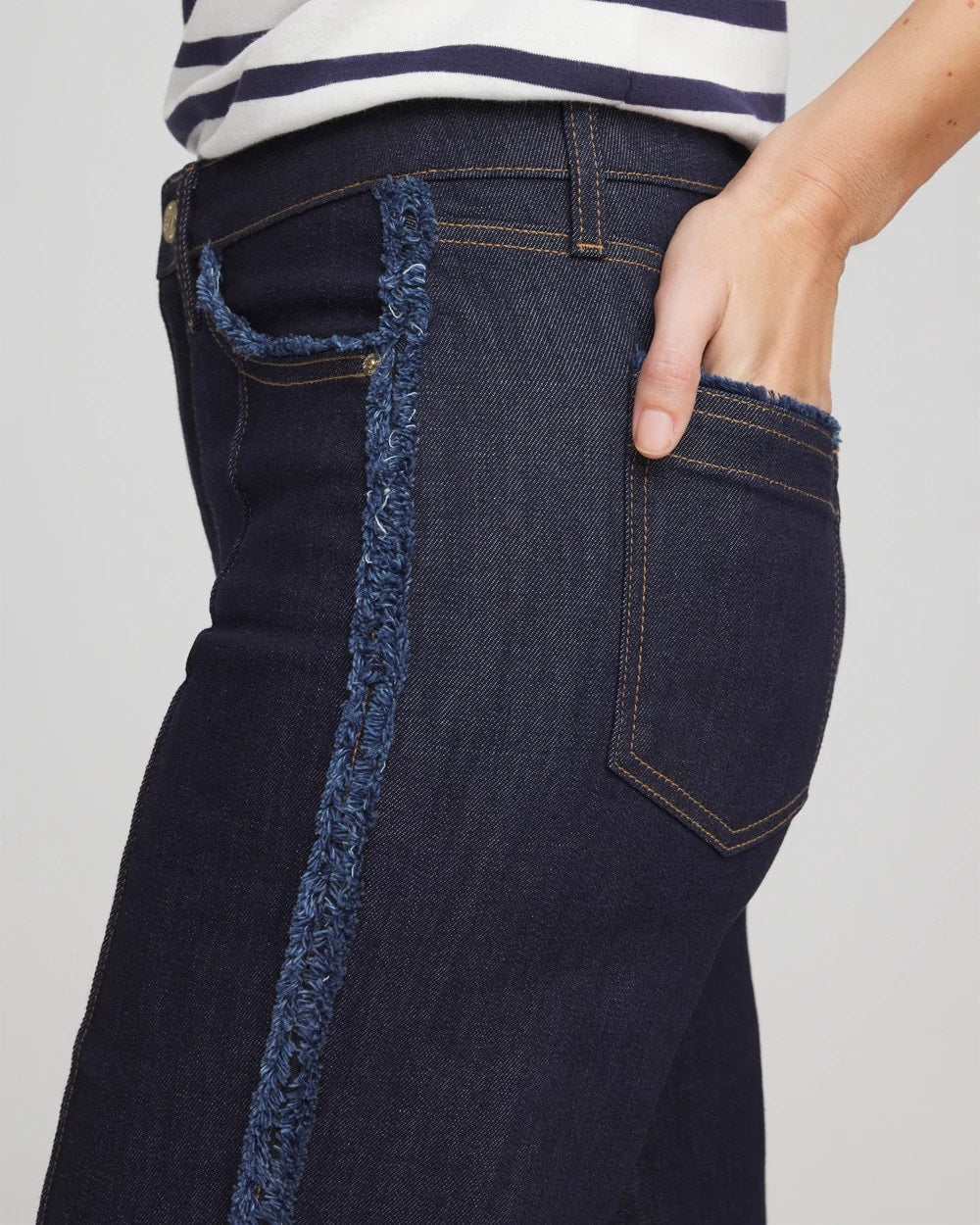 Petite Frayed High-Rise Wide-Leg Jeans